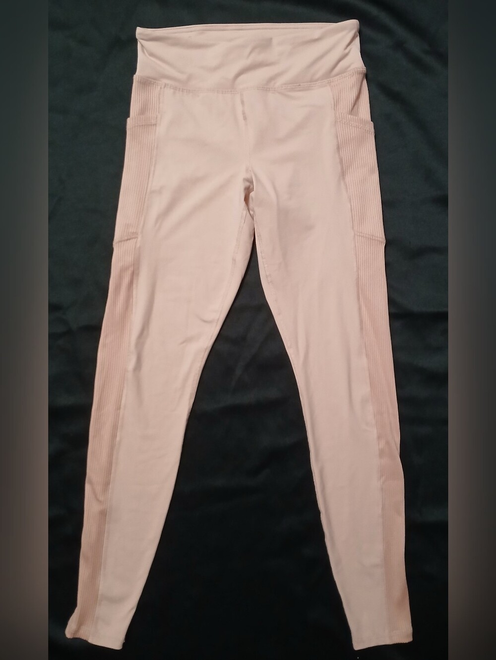 Forever 21 Womens Blush Pink Side-Pocket Active Leggings With Front Stash Pocket